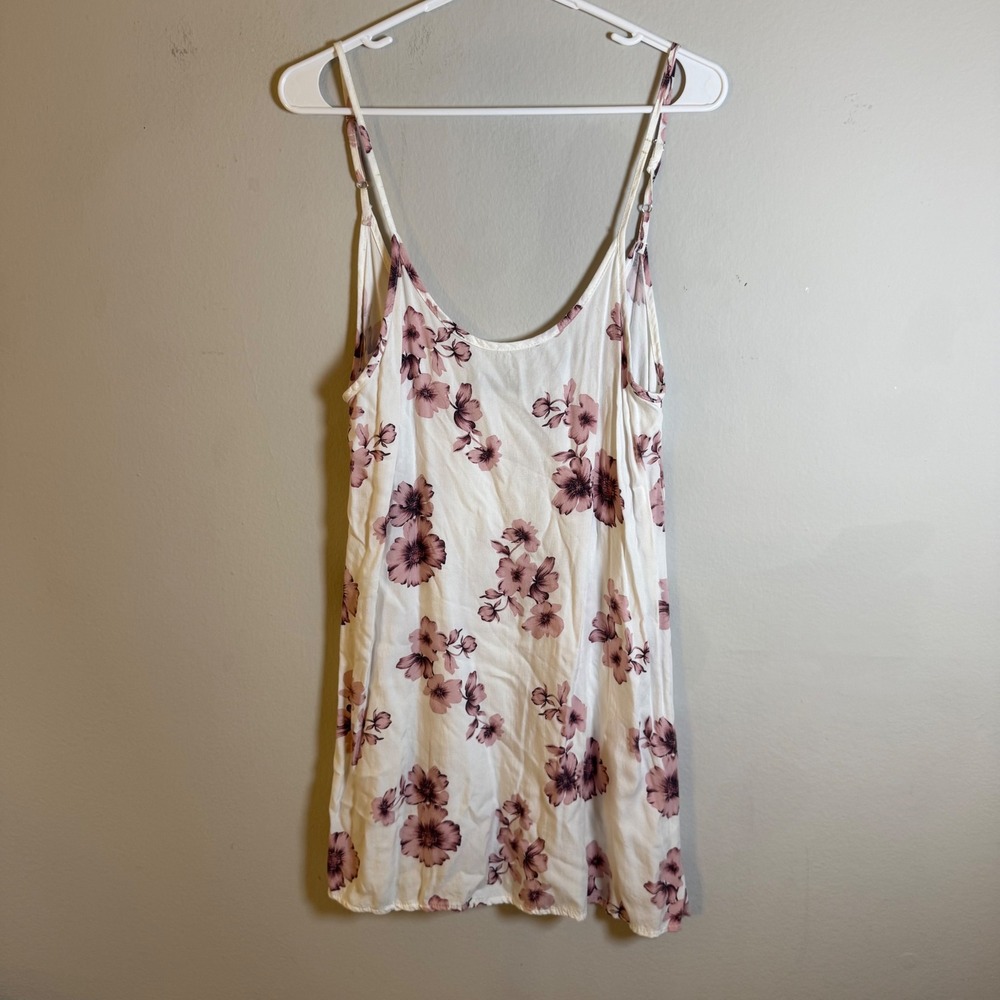 Brandy Melville Floral Cami Mini Dress  Pink One Size Made in Italy Sleeveless